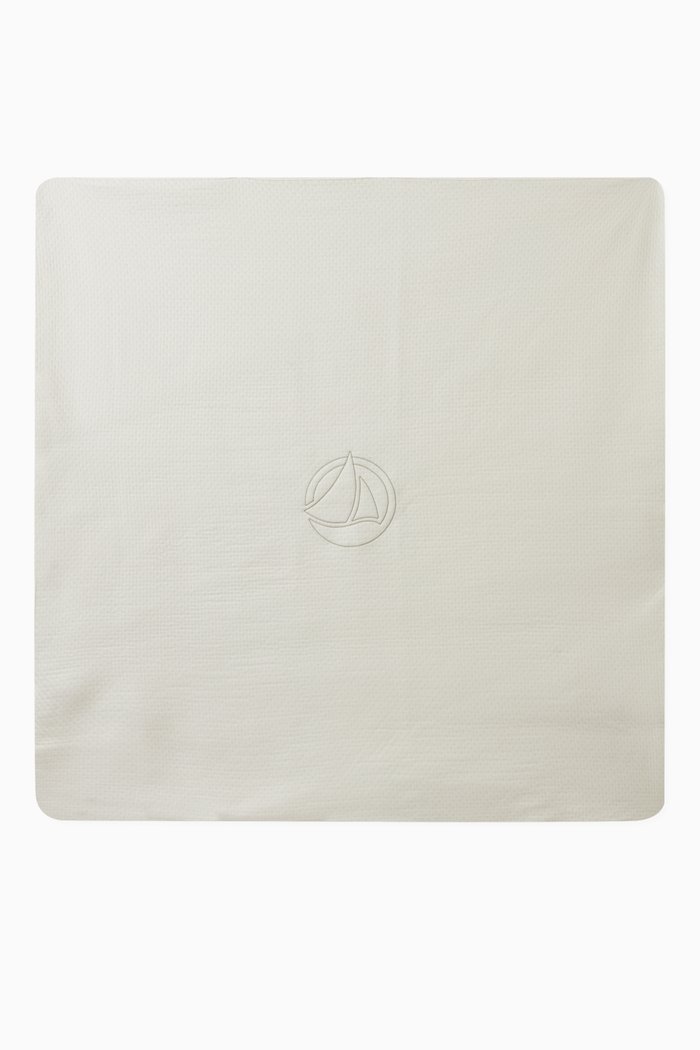 

Logo Print Blanket in Organic Cotton, White
