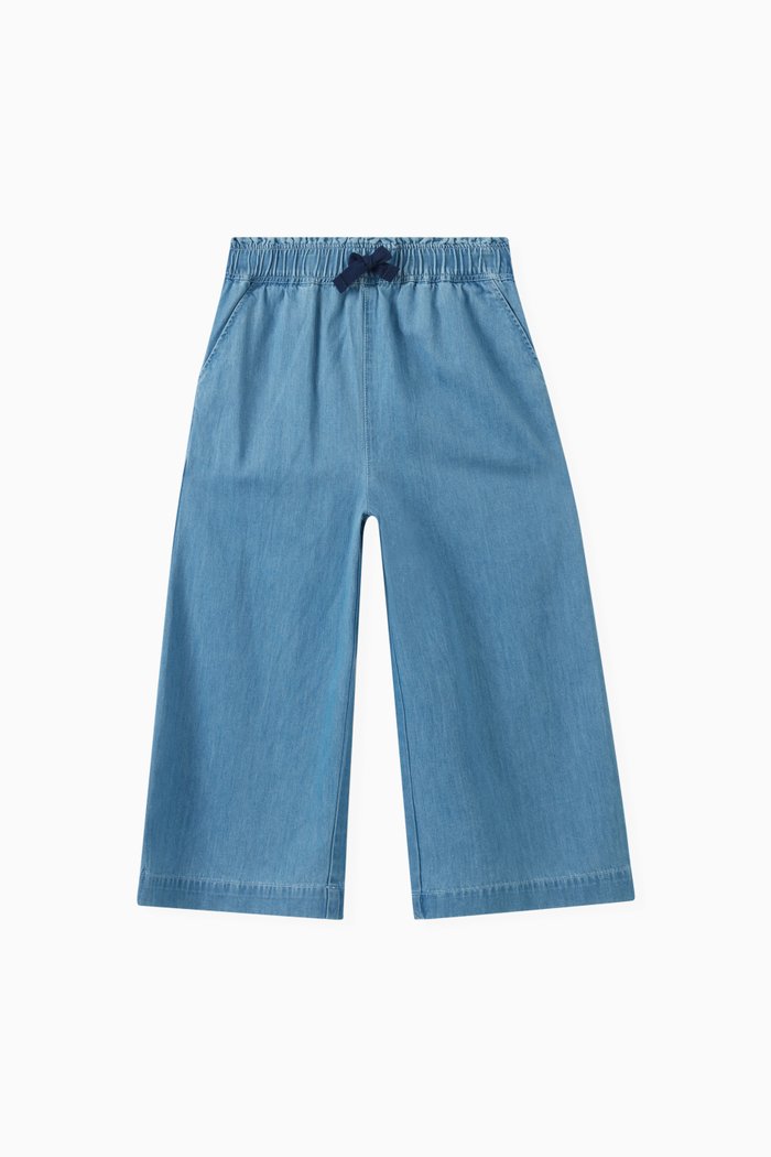 Wide Leg Trousers in Denim, Blue