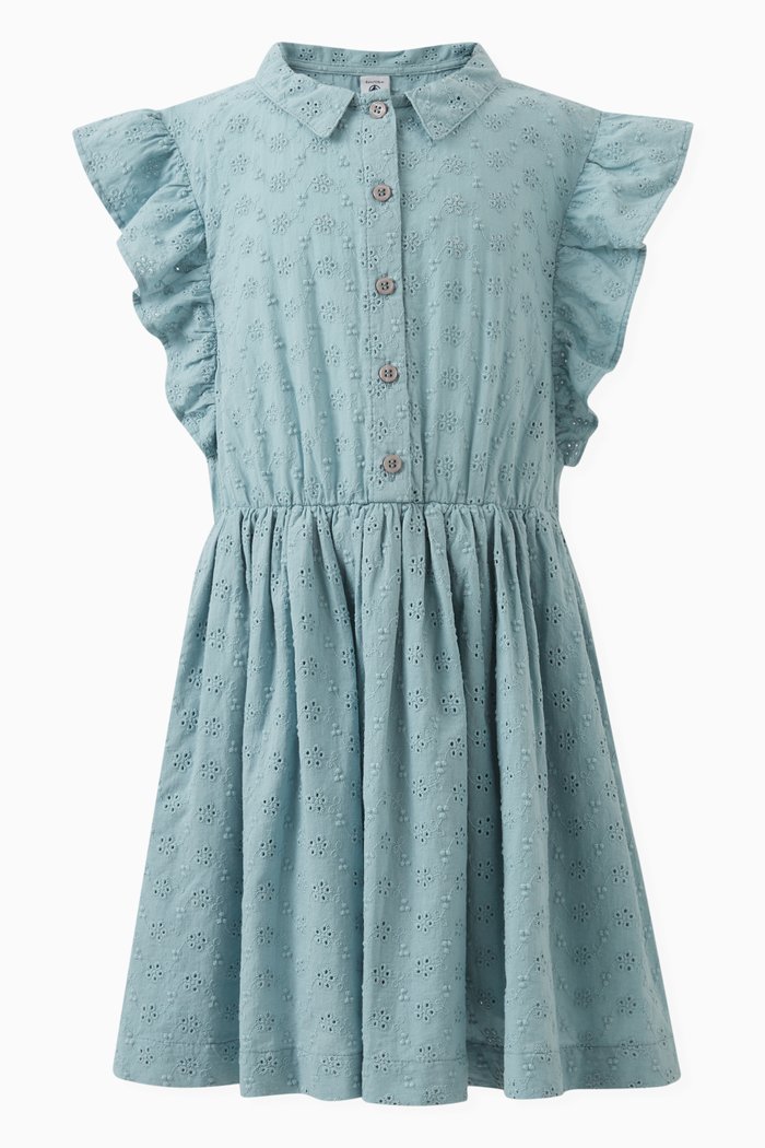 

Broderie Anglaise Dress in Cotton, Green