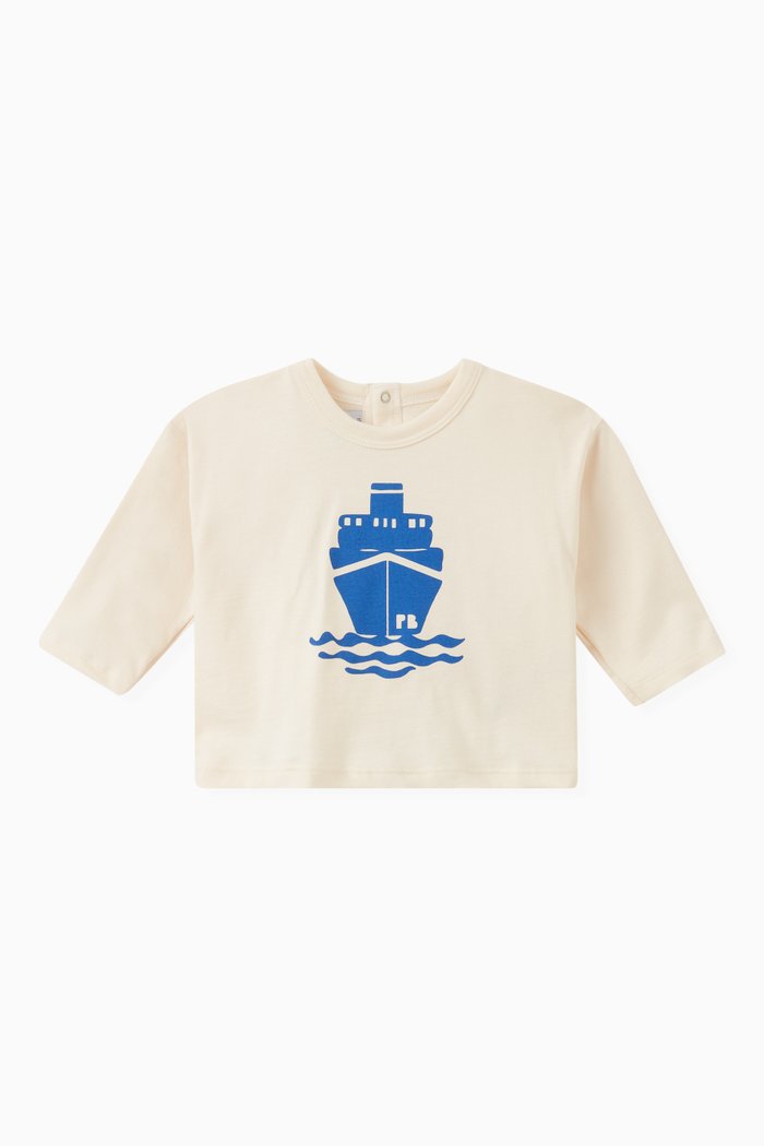 

Boat Print T-shirt in Cotton, Neutral