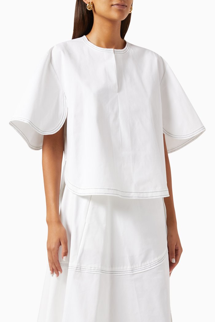 

Flared Sleeves T-shirt in Jersey, White