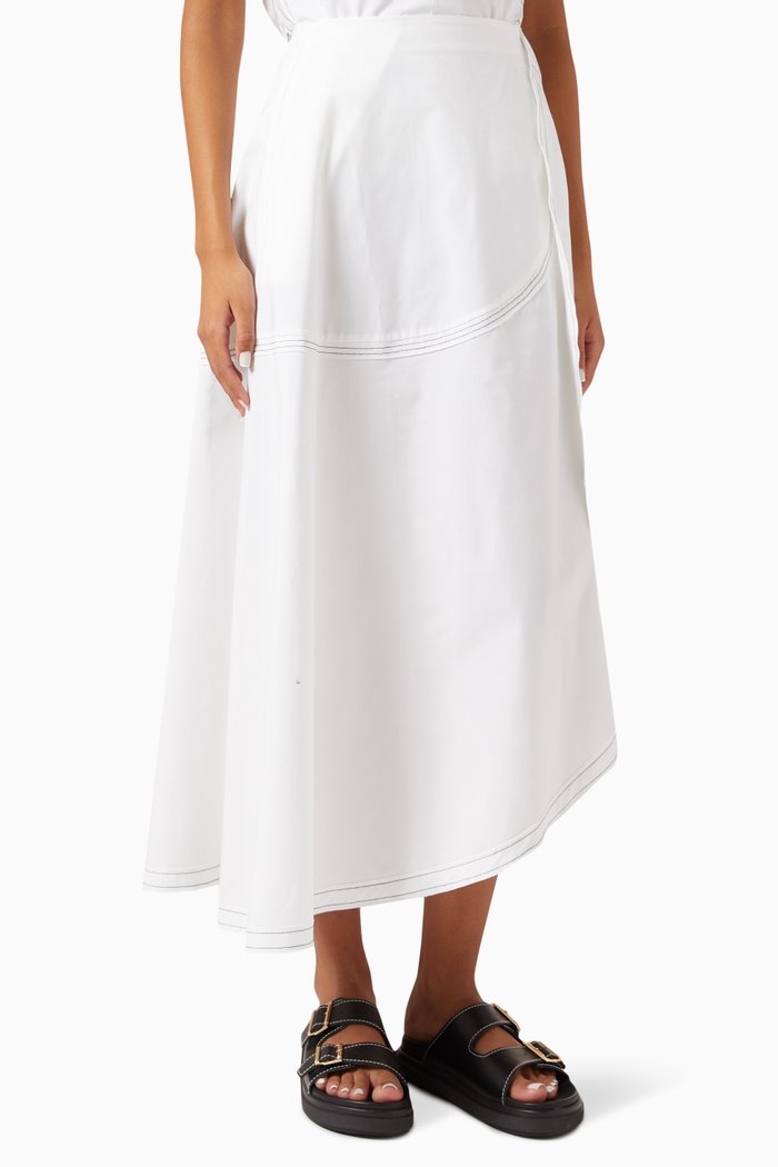 

Structured Circle Skirt in Knit, White