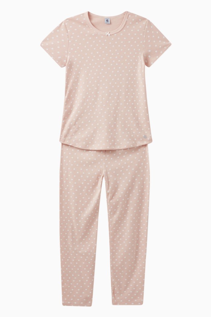 

Polka Dot Print Pyjama Set in Cotton, Multicolour