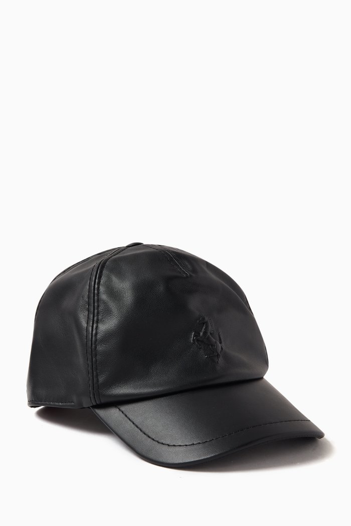 

Logo Baseball Cap in Leather, Black