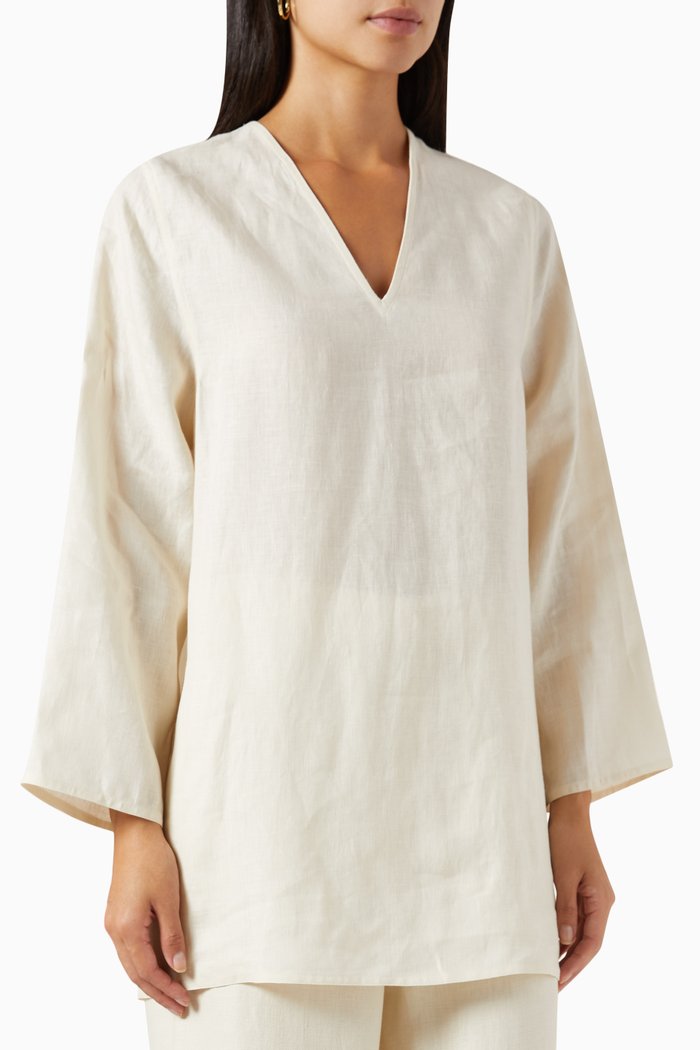 Delhia Tunic Shirt in Linen, Neutral