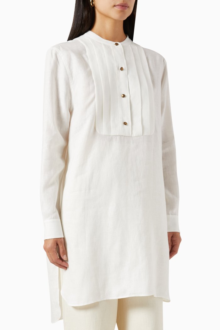 

Pleated Tunic in Linen, White