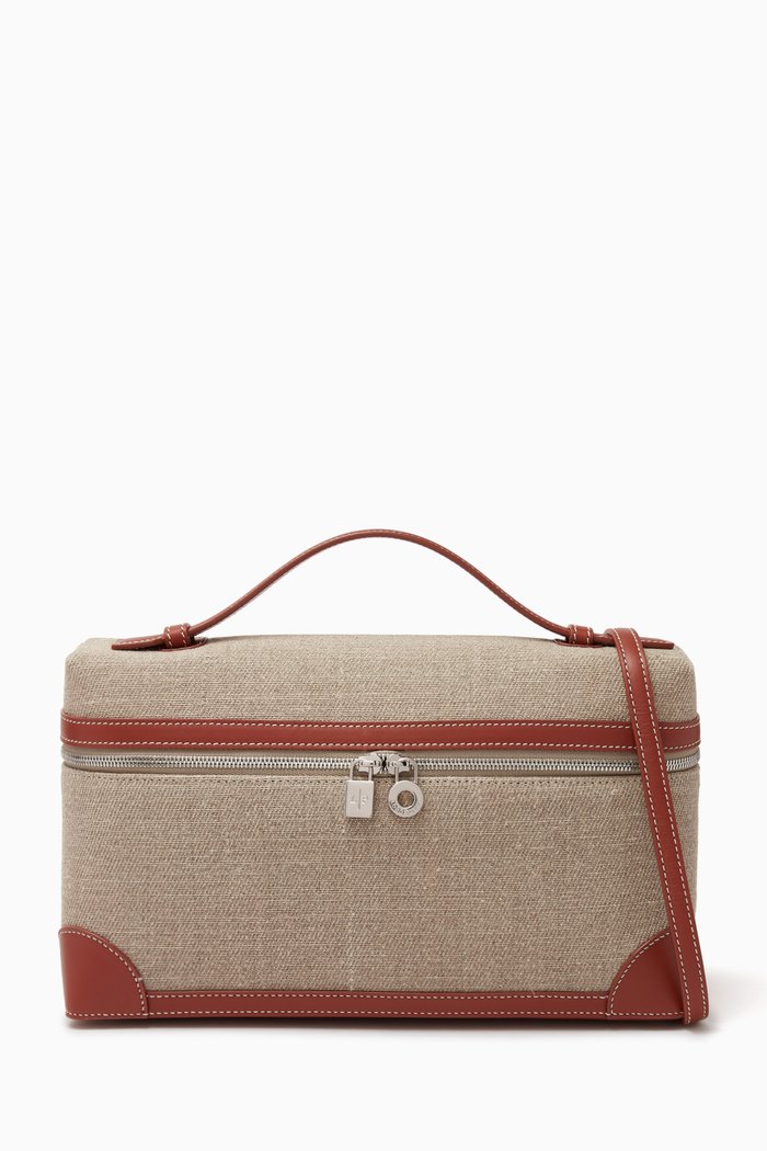 

Extra Pocket Pouch L27 Bag in Calfskin leather & Linen, Neutral