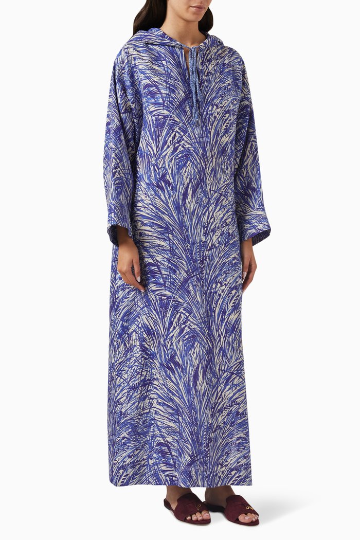 

Lauraine Hooded Maxi Dress in Linen-canvas, Multicolour