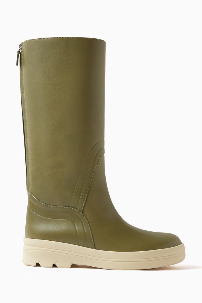 

Lakeside High-top Zip Boots in Calfskin Leather, Brown