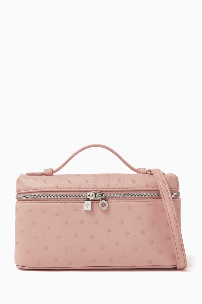 

Extra Pocket Pouch L19 Bag in Ostrich leather, Pink