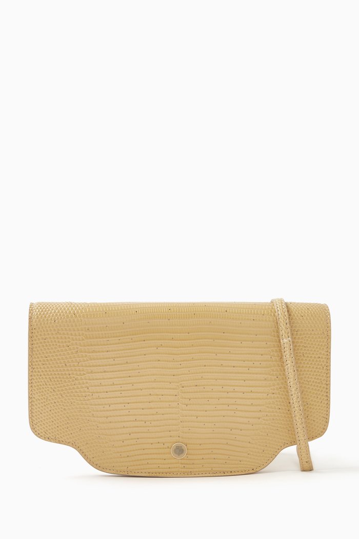 

Sesia Clutch Crossbody Bag in Lizard Leather, Orange