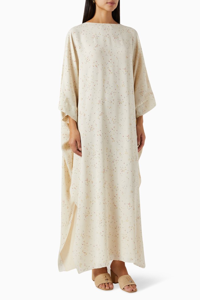 

Floral-print Maxi Dress in Silk-georgette, Neutral
