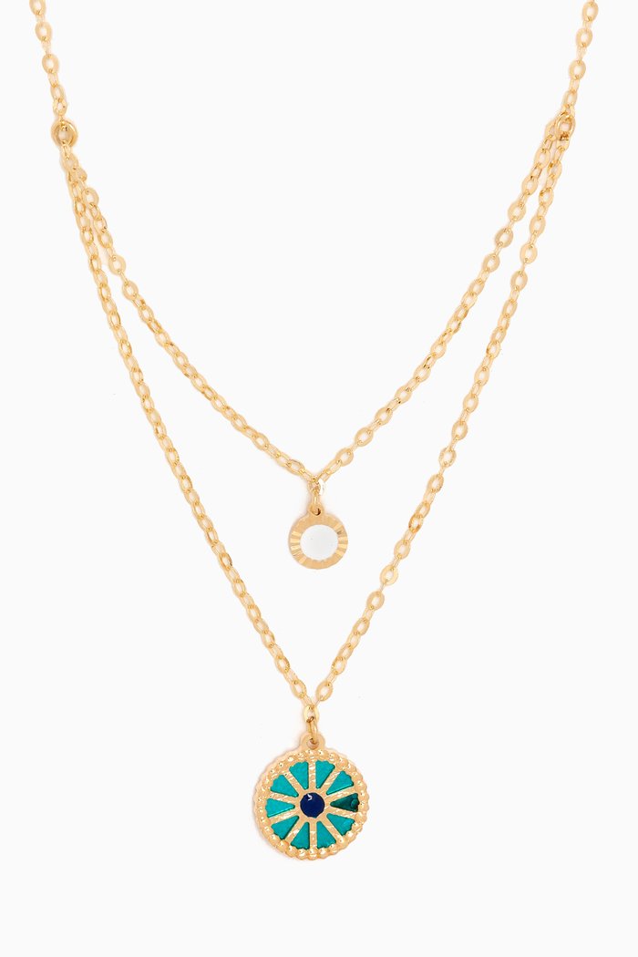 

Amelia Dubai Mother of Pearl Layered Reversible Necklace in 18kt Gold, Yellow
