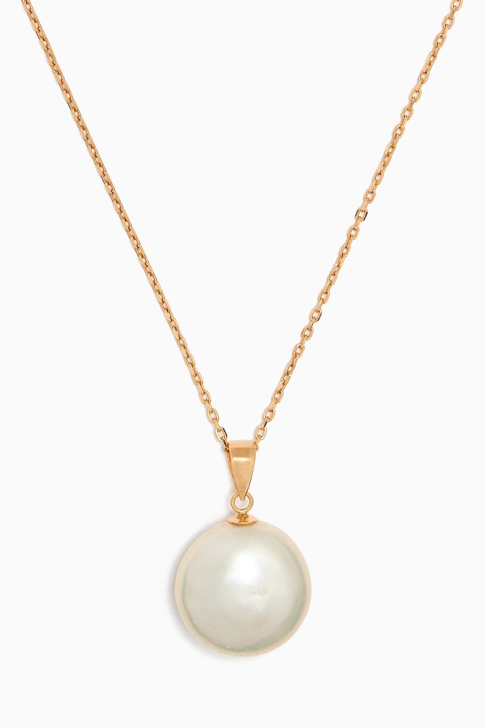 Kiku Freshwater Coin Pendant Necklace in 18kt Gold, Yellow