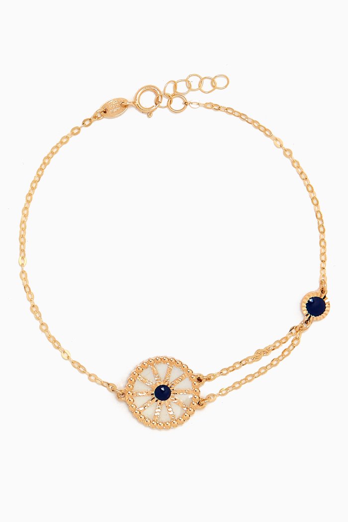 Amelia Dubai Mother of Pearl Reversible Bracelet in 18kt Gold, Yellow