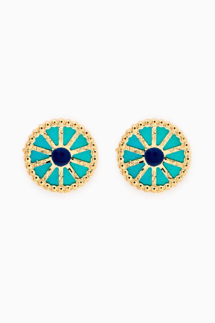 Amelia Dubai Mother of Pearl Stud Earrings in 18kt Gold, Yellow