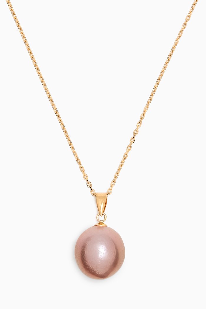 

Kiku Pink Pearl Necklace in 18k Gold, Yellow