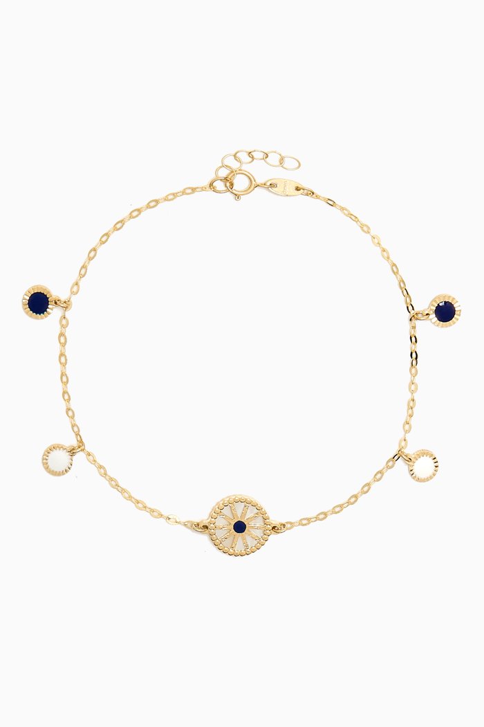 

Amelia Dubai Mother of Pearl Charm Reversible Bracelet in 18kt Gold, Yellow