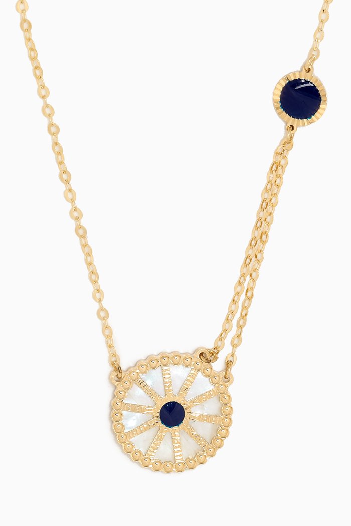 

Amelia Dubai Mother of Pearl Reversible Necklace in 18kt Gold, Yellow