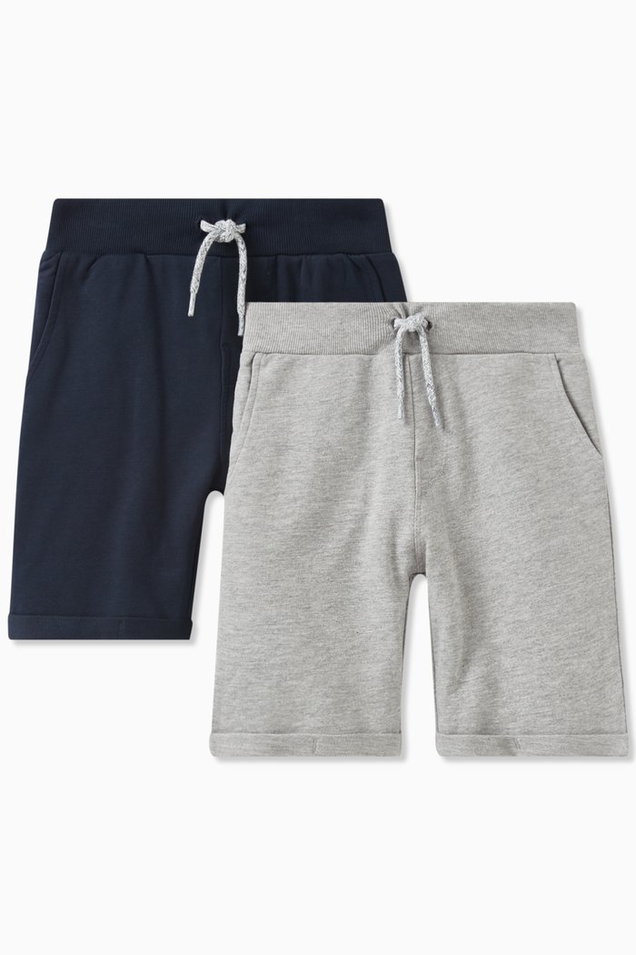

Drawstring Sweat Shorts in Cotton, Set of 2, Grey