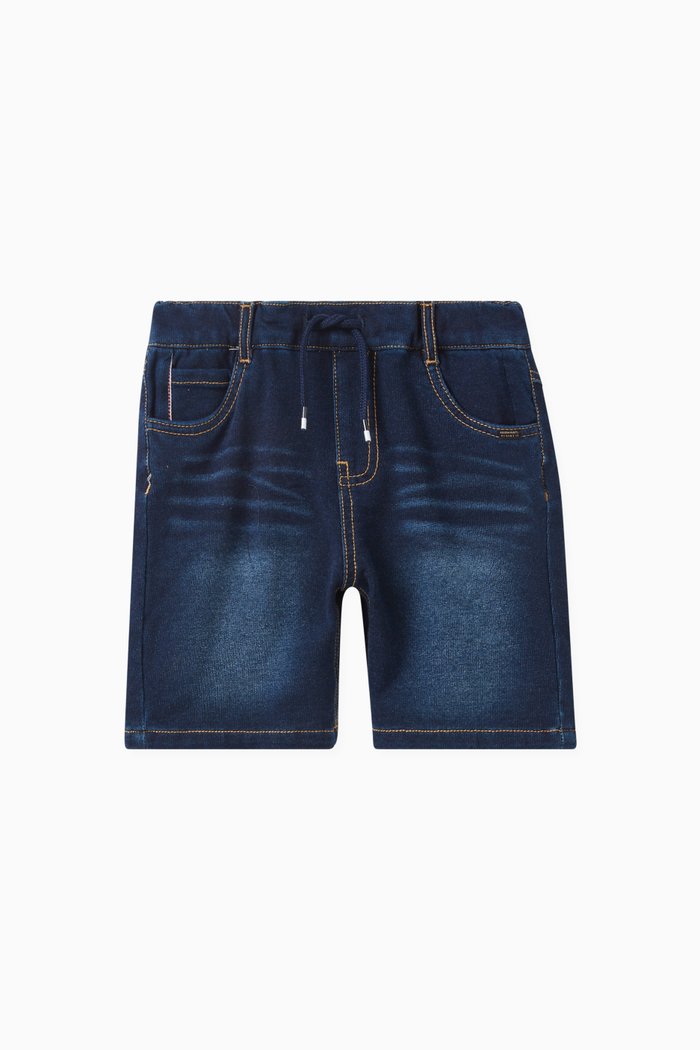 

Jogger Waist Shorts in Denim, Blue
