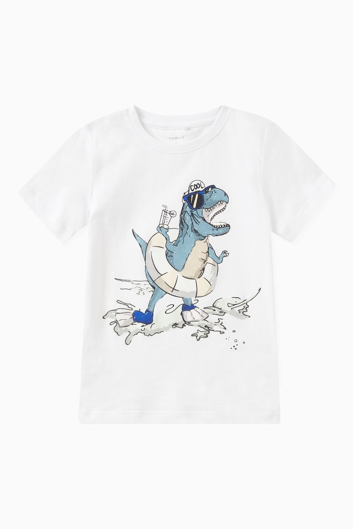 

Dinosaur Print T-shirt in Cotton, White