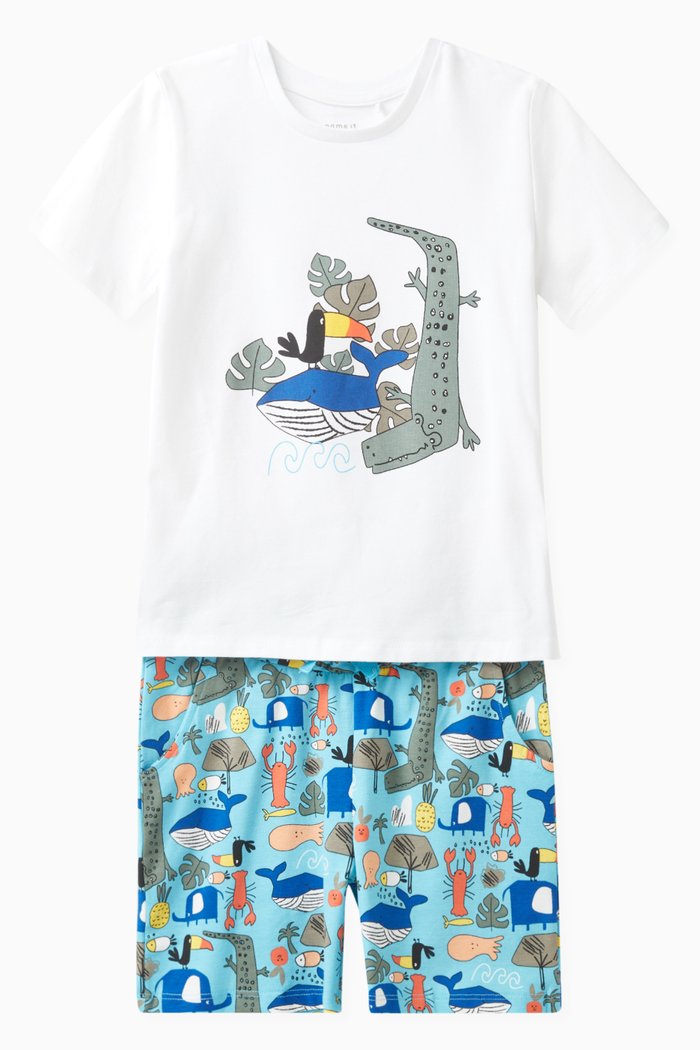 

Graphic Logo Print Top and Shorts Set, White