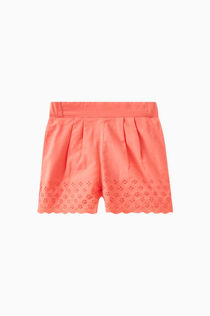 

Cutwork-detail Shorts in Cotton, Orange