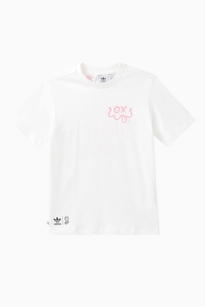 

Doodle-print T-shirt in Organic Cotton, White