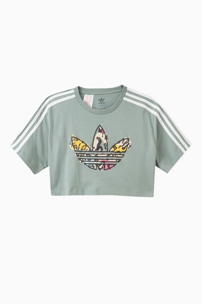 

Trefoil Crop T-Shirt in Cotton Jersey, Green