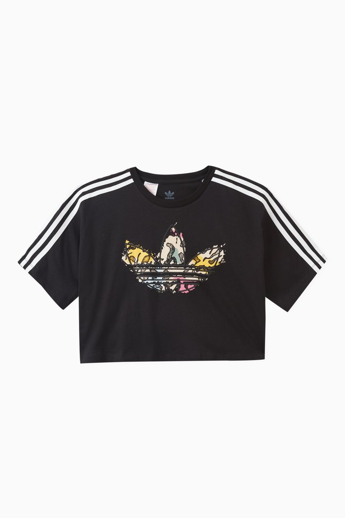 

Logo Stripes T-shirt in Cotton, Black