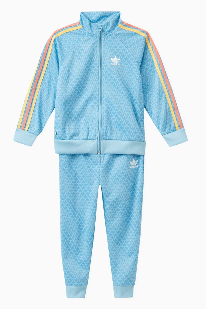 

Monogram Print Tracksuit in Nylon Tricot, Blue