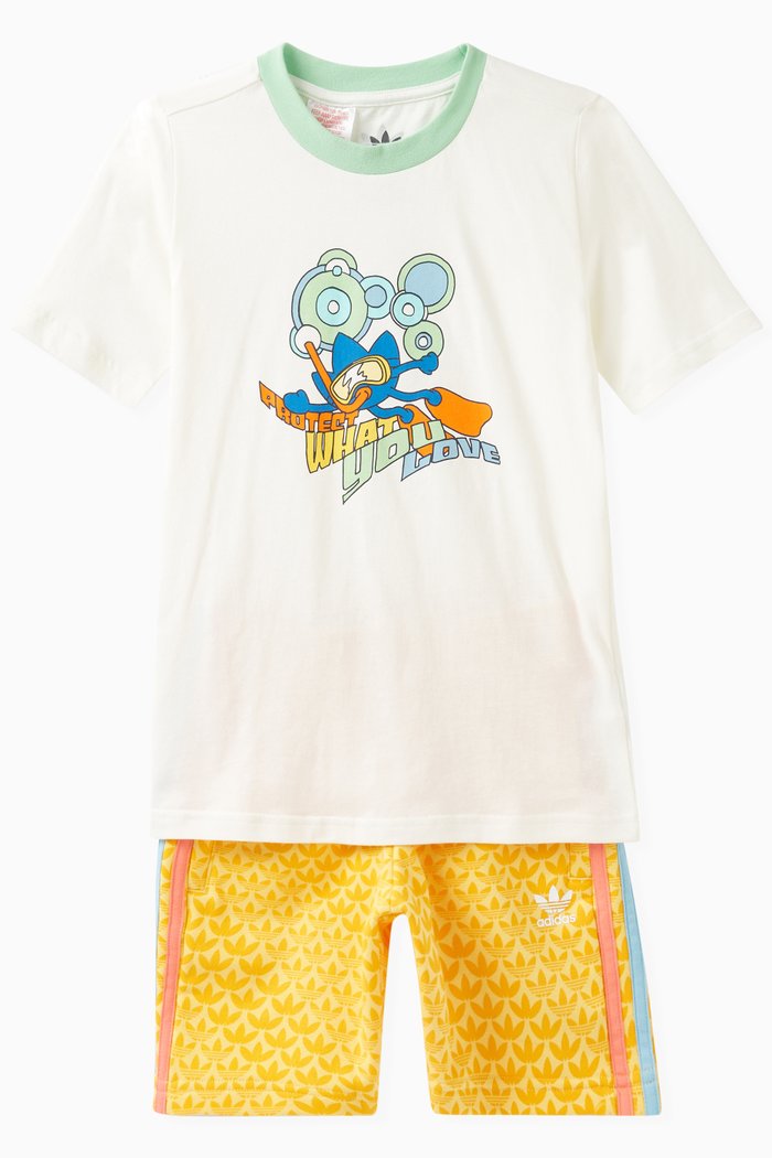 

Graphic-print T-shirt & Shorts Set in Cotton, White