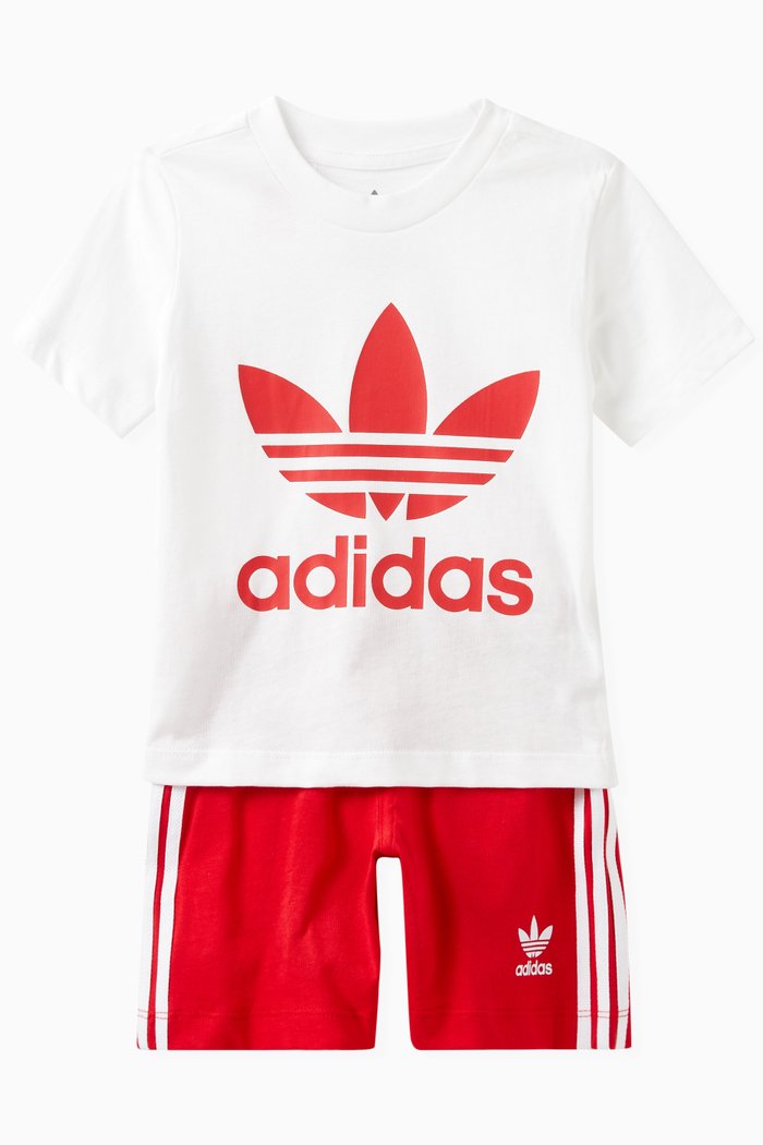 

Trefoil Logo T-shirt Set in Cotton, Red