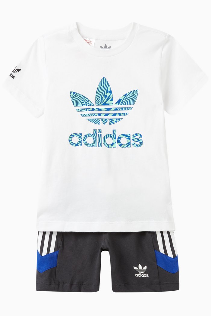 

Trefoil T-Shirt & Shorts Set in Cotton Jersey, Black