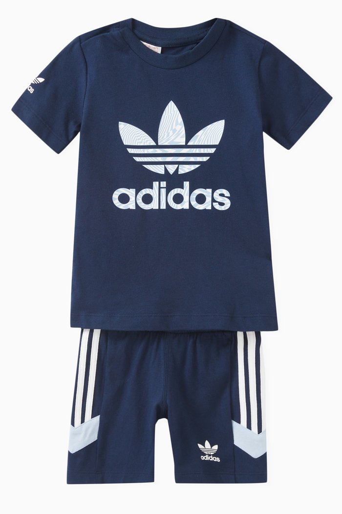 

Rekive T-Shirt & Shorts Set in Cotton Jersey & French Terry, Blue