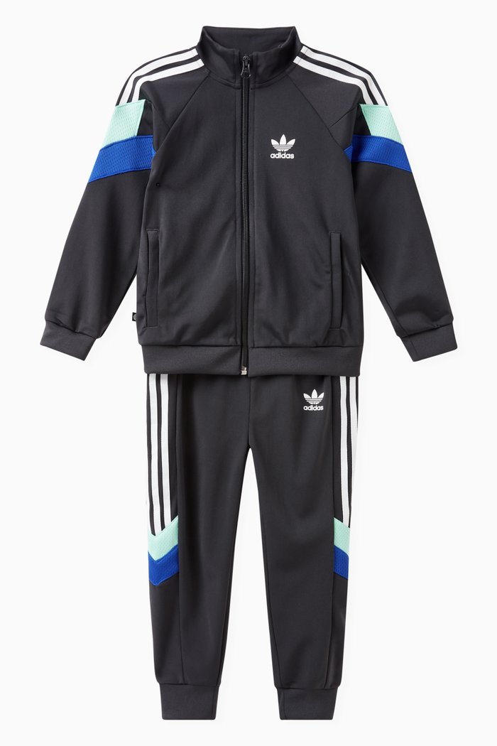 

Striped Logo Tracksuit in Polyester, Black