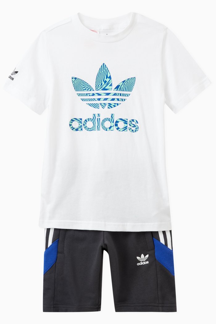 

Trefoil T-shirt & Shorts Set in Cotton Jersey, Black