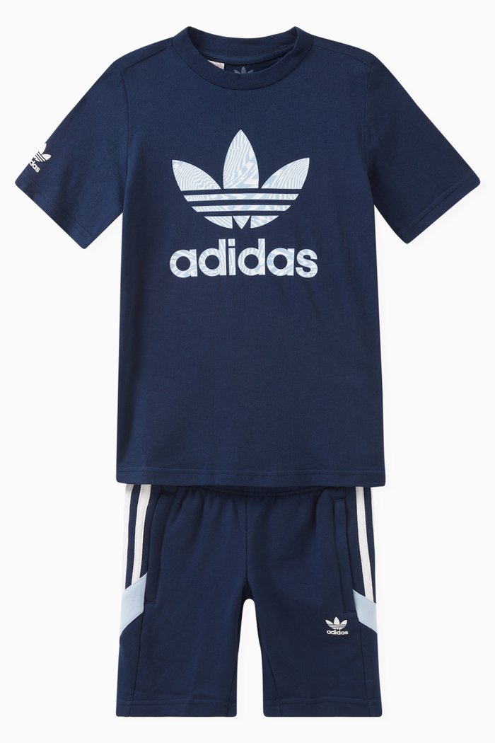 

Rekive T-Shirt & Shorts Set in Cotton Jersey & French Terry, Blue