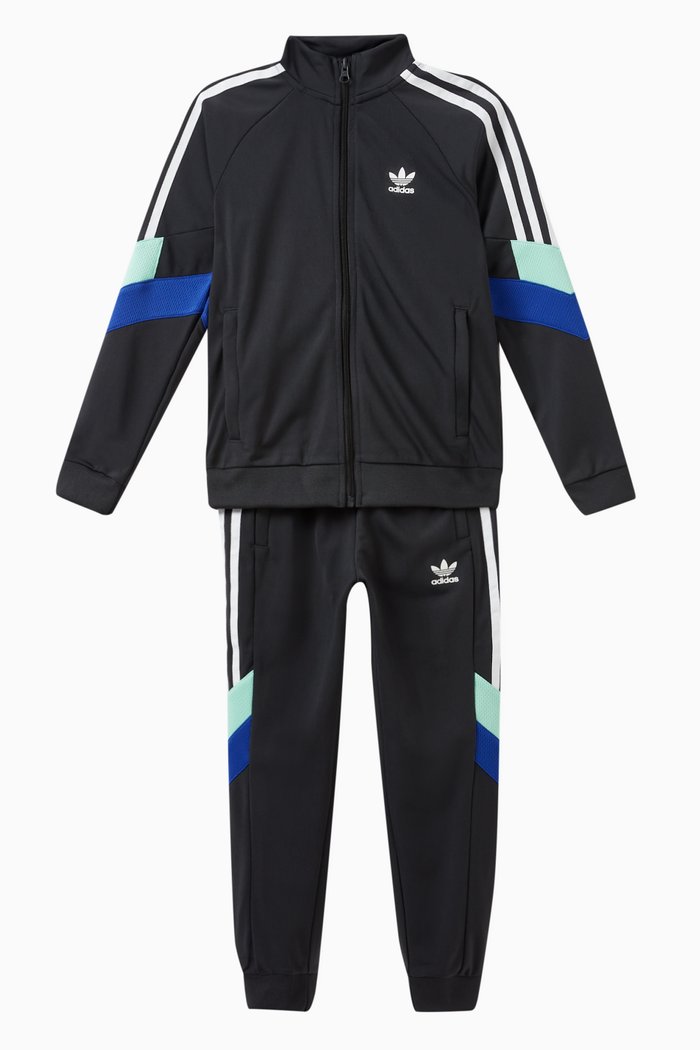 

Logo Striped Tracksuit in Recycled Polyester Tricot, Black