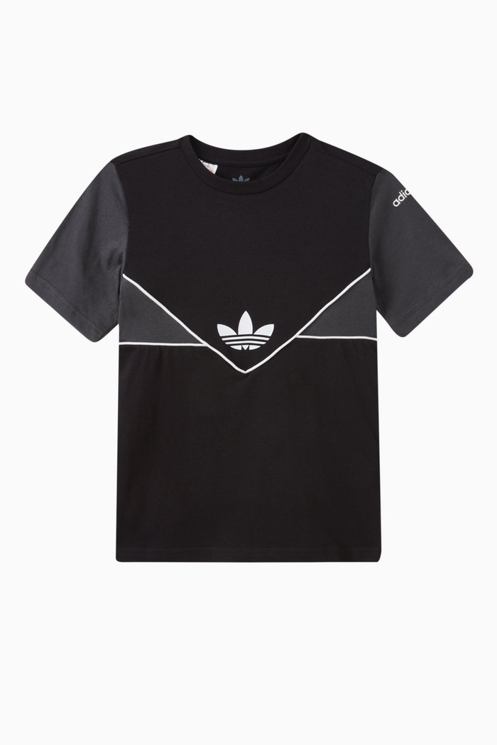 

Adicolor Trefoil Logo Print T-Shirt in Cotton Jersey, Black