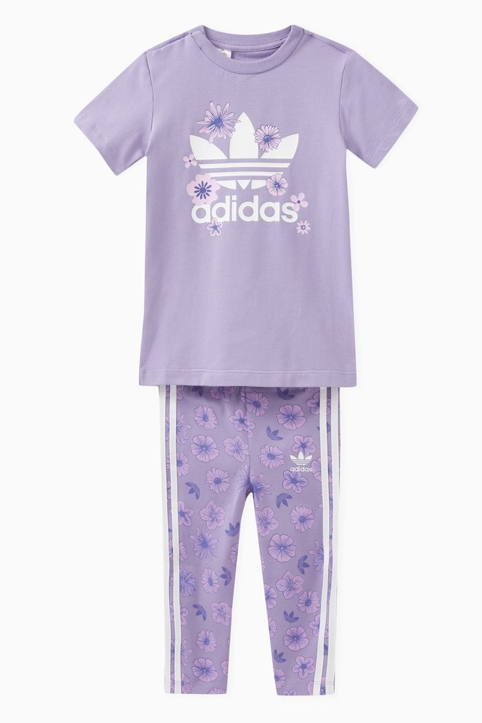 

Floral Leggings Set in Cotton Stretch, Purple