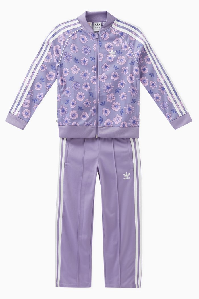 

Floral Tracksuit Set in Recycled Polyester Tricot, Purple