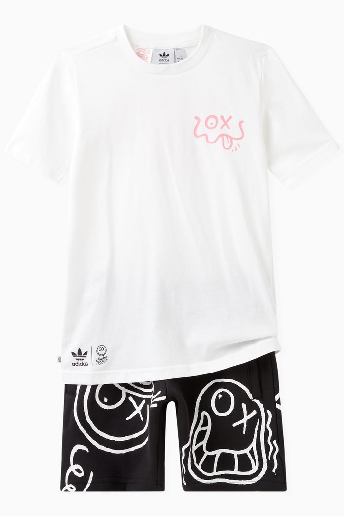 

x André Saraiva Graphic T-shirt & Shorts Set in Organic Cotton, White