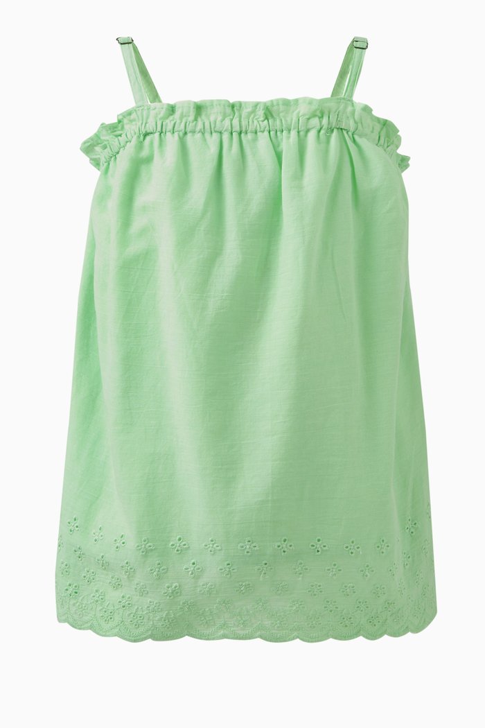 

Floral Cutwork-detail Top in Cotton, Green