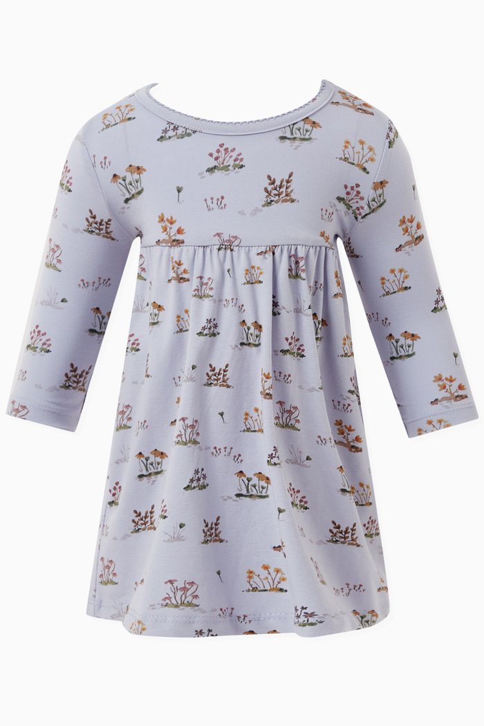 

Floral-print Dress in Cotton, Blue