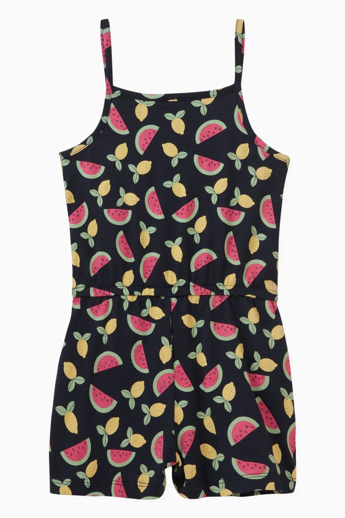 

Printed Playsuit in Cotton, Blue