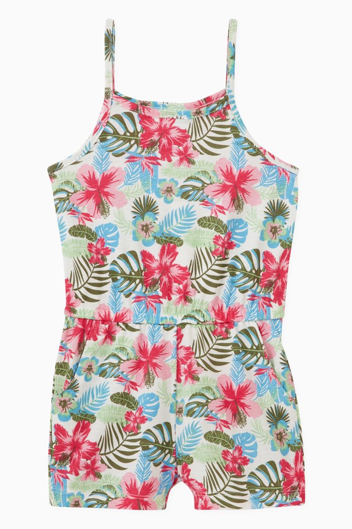 

Printed Playsuit in Cotton, White