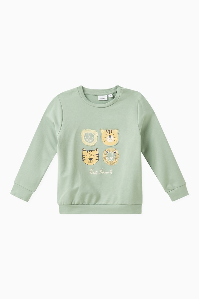 Embroidered Animal Patches Sweatshirt in Cotton, Multicolour