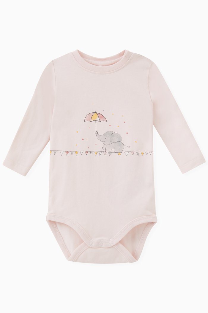 

Graphic Print T-Bodysuit in Jersey, Pink